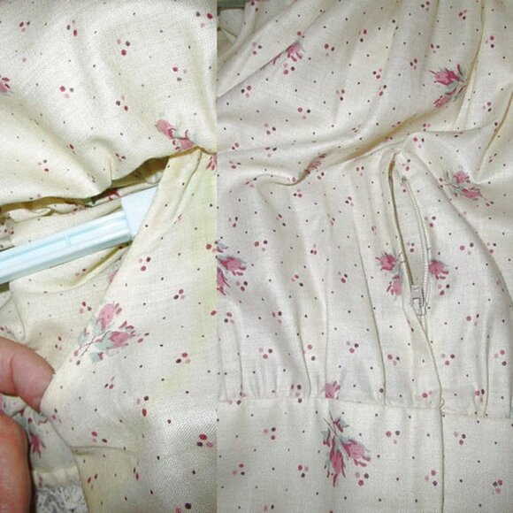 70s Vtg Midi Dress & Petticoat Size XXS Tiered 2 Piece Cottagecore Boho Prairie - Picture 8 of 12